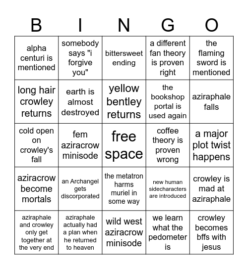 good omens s3 bingo Card