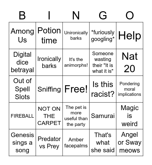 Greyhollow Bingo Card