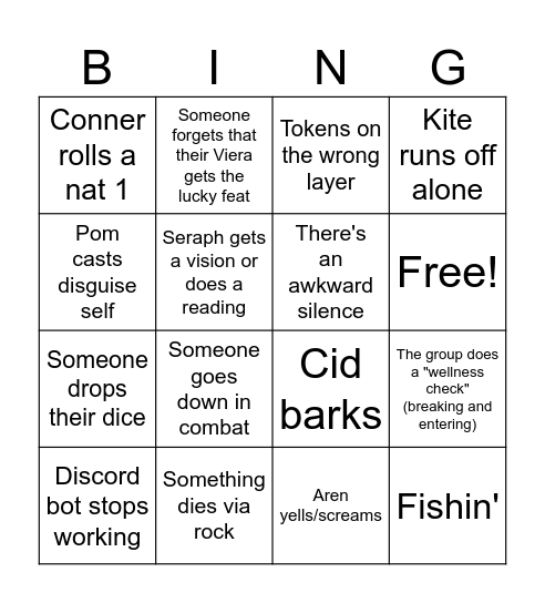 Tavern Table Bingo (Fauxfable) Bingo Card
