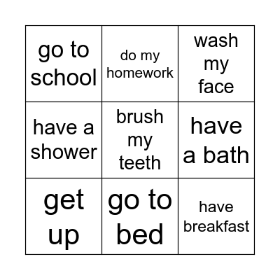 About my day Bingo Card