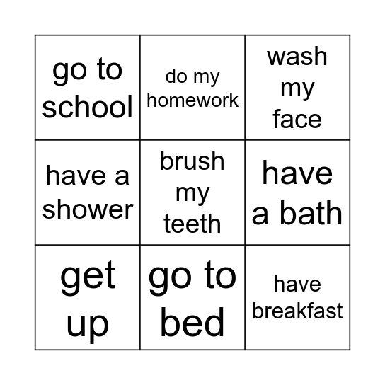 About my day Bingo Card