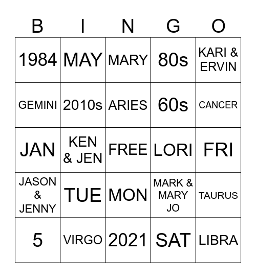 Untitled Bingo Card