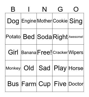 Sign Language Bingo Card