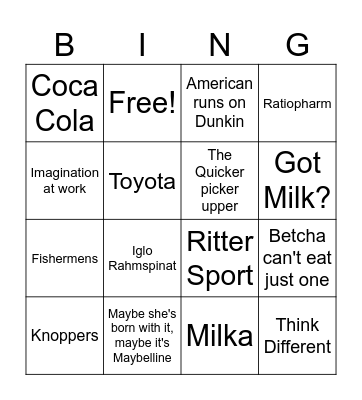 COMPANY SLOGANS Bingo Card