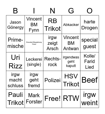 Deig Geburtstag Bingo Card