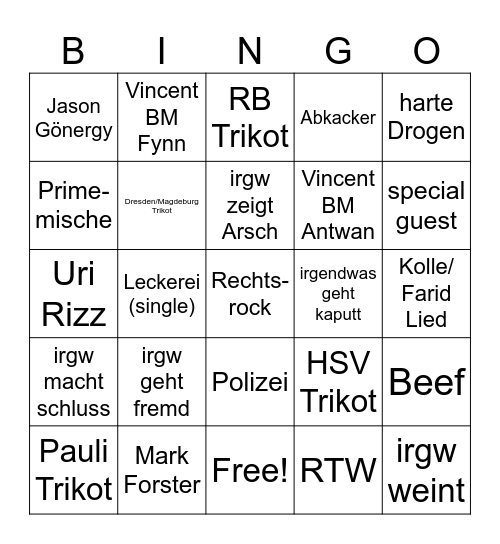 Deig Geburtstag Bingo Card