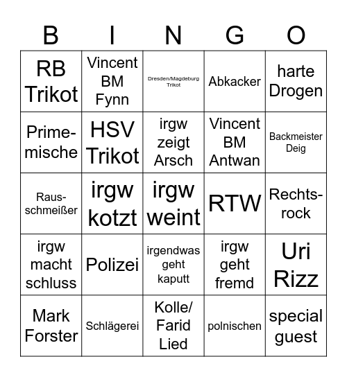 Deig Geburtstag Bingo Card