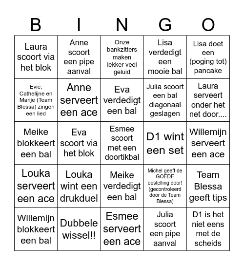 Taurus Dames 1 BINGO Card