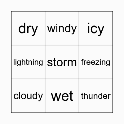 Weather Bingo Card