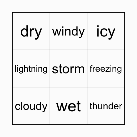 Weather Bingo Card