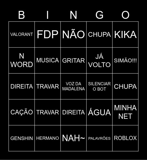 BINGO DAS DROGAS Bingo Card