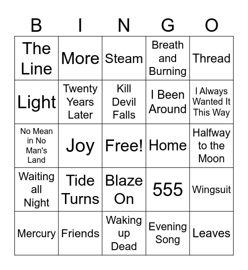 Phish Mix #1 Bingo Card