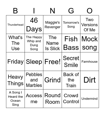 Phish Mix #2 Bingo Card