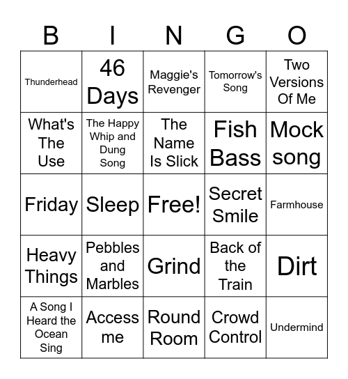 Phish Mix #2 Bingo Card