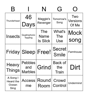 Phish Mix #2 Bingo Card