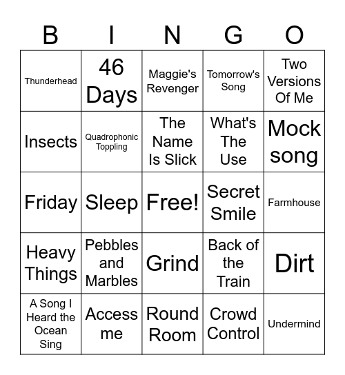 Phish Mix #2 Bingo Card