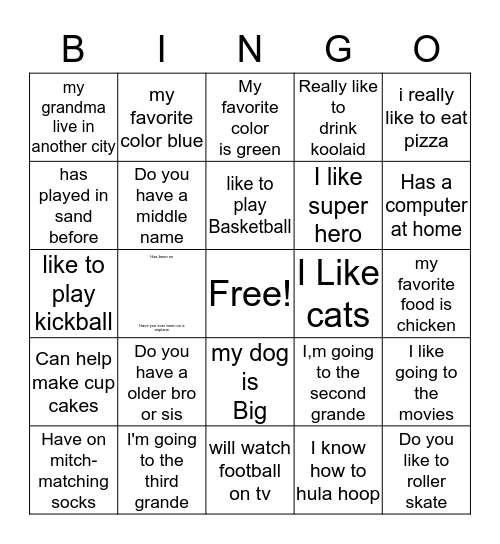 Rising Stars Bingo Card