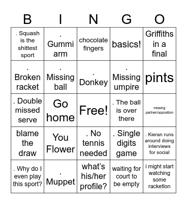 Racketlon Bingo Card