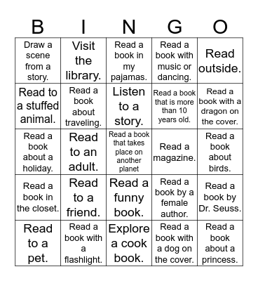 Summer Reading Bingo Card