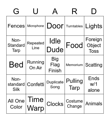 Open Guard Bingo Card