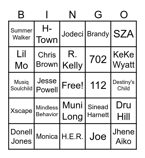 R&Bingo! Bingo Card
