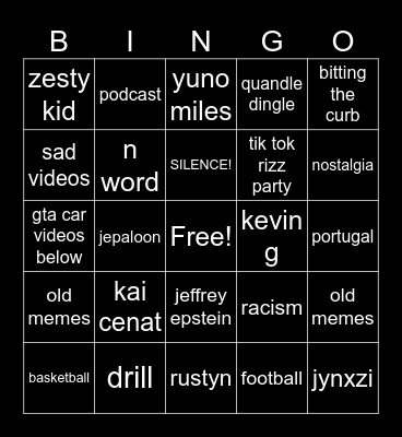 tiktok bingo Card