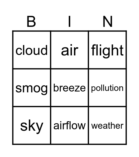 Word play Bingo Card