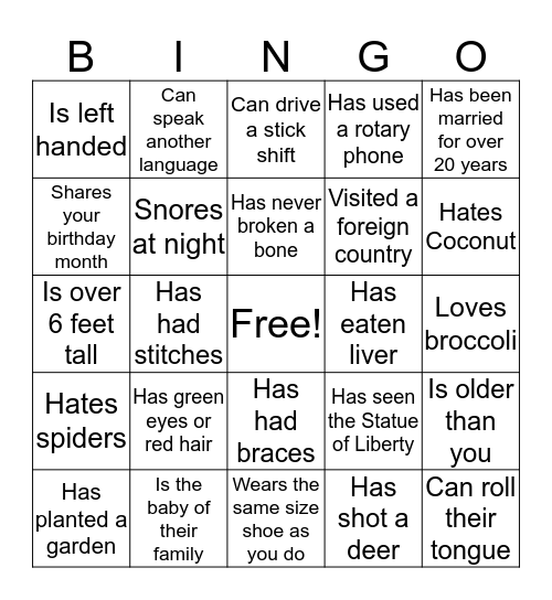 Hollobaugh Family Bingo! Bingo Card