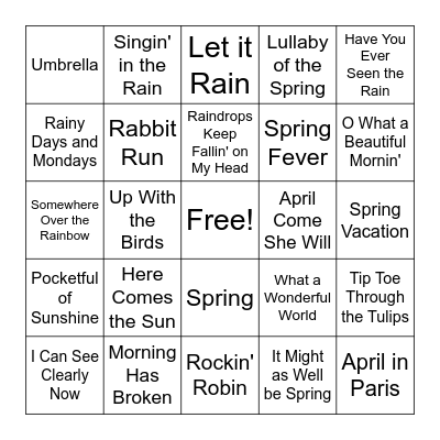 SPRING MUSIC BINGO Card