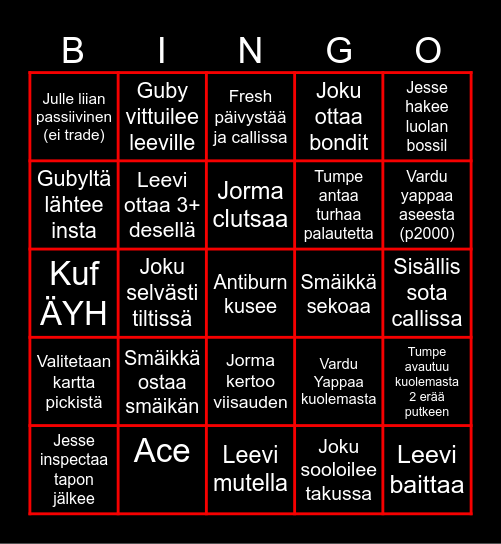 BoomerCS stäkki bingo Card