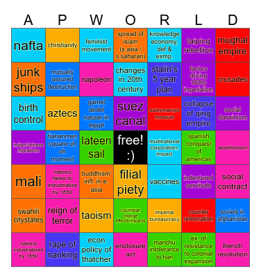 it's ap world history review time Bingo Card