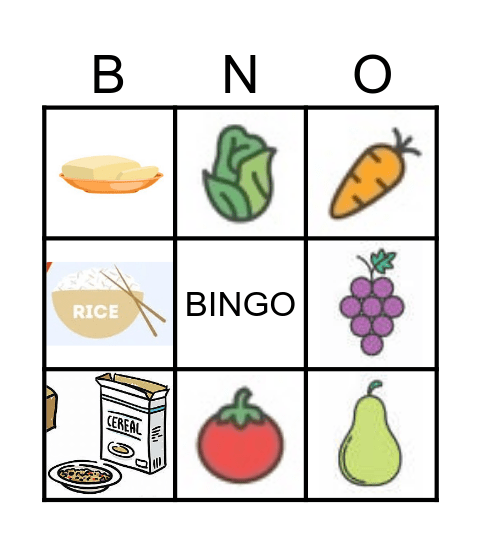 La nourriture (food) Bingo Card