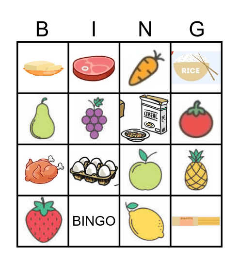 La nourriture (food) Bingo Card