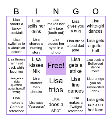 LISA BIRTHDAY BINGO Card