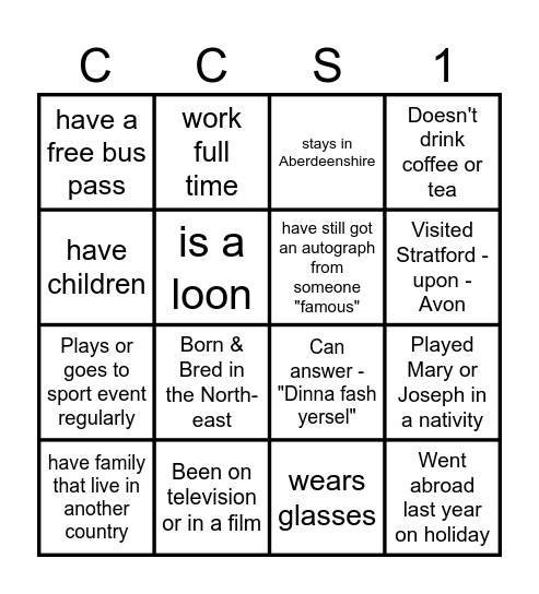 Community Company  Bingo Card