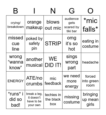 THEATRE 2024 Bingo Card