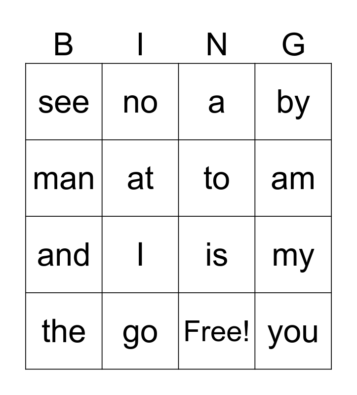 KK Module Words 1 & 2 Bingo Card