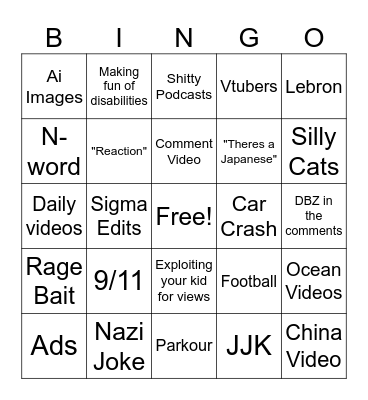 The Instagram Drinking Game Bingo Card