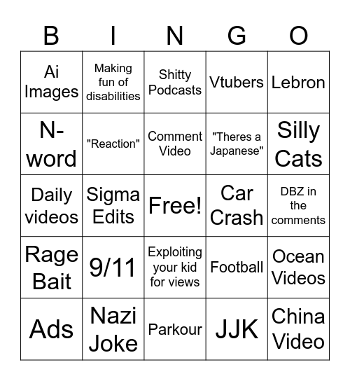 The Instagram Drinking Game Bingo Card
