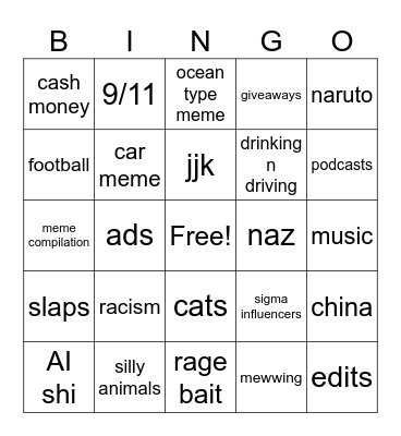 dumb reels bingo Card