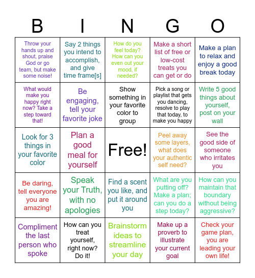 Cultivating Happiness Bingo Card