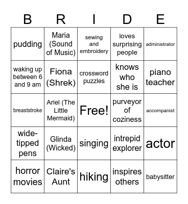 We love Erin and Tom Bingo Card