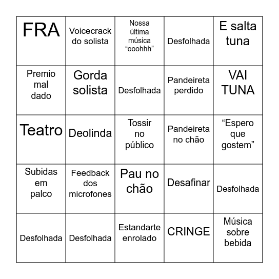 Bingo de Clichês Tunas Mistas Bingo Card