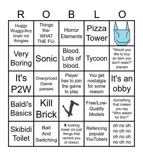 "Peak" Roblox Games Bingo Card