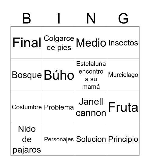 Stelaluna  Bingo Card