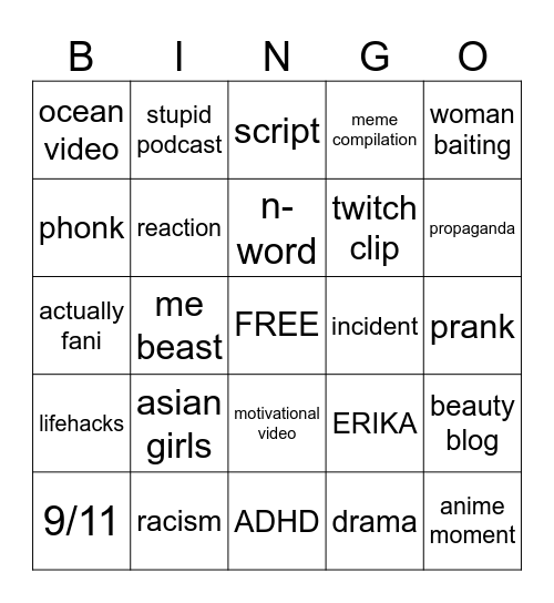 friends bingo Card