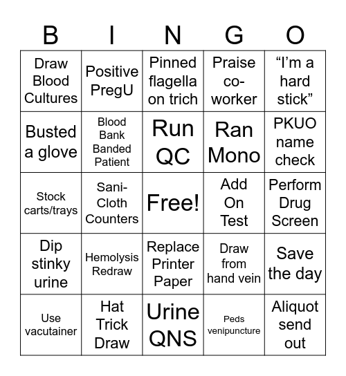Lab Week Bingo 2024 Phleb Edition Bingo Card