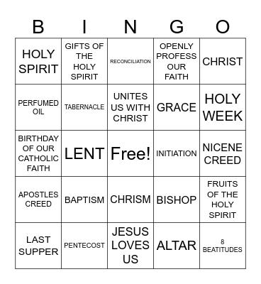 CONFIRMATION REVIEW BINGO Card
