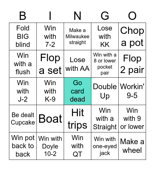 Poker Bingo Card