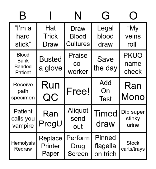 Lab Week Bingo Card